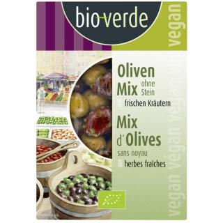 bio verde Gemischte Oliven ohne Stein, gekräutert