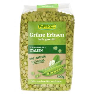Rapunzel Erbsen, grün, halbe, geschält, 500 gr Pac
