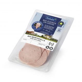 Mortadella vom Geflügel, geschnitten