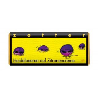 Zotter Heidelbeeren auf Zitronencreme Schokolade,